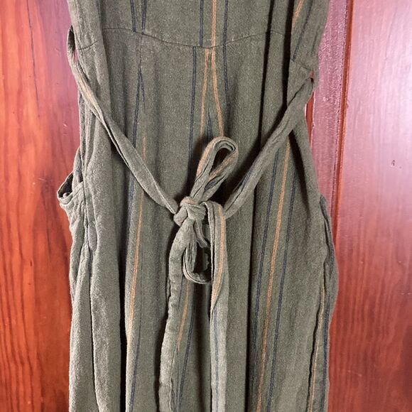 Happy Nature Kate Hudson Green Striped Linen Jumpsuit With Belt size XS - Picture 3 of 14